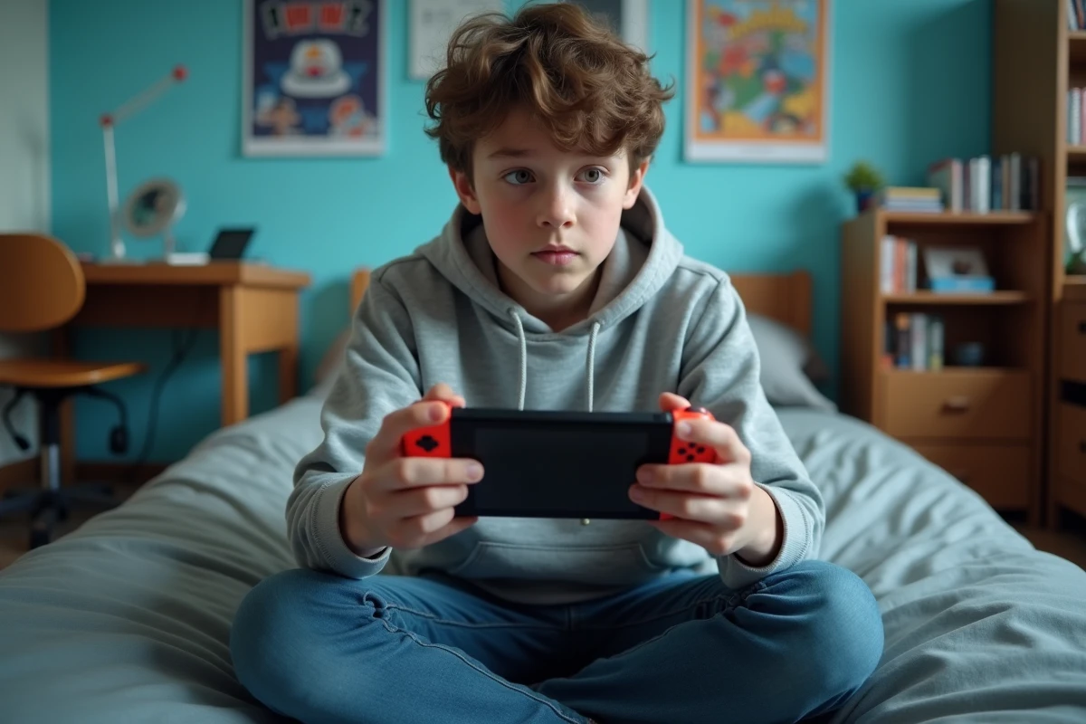 Adolescent tenant une Nintendo Switch en attendant un jeu Roblox officiel sur la console