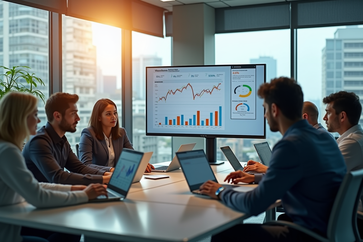 Groupe de professionnels travaillant ensemble dans un bureau lumineux