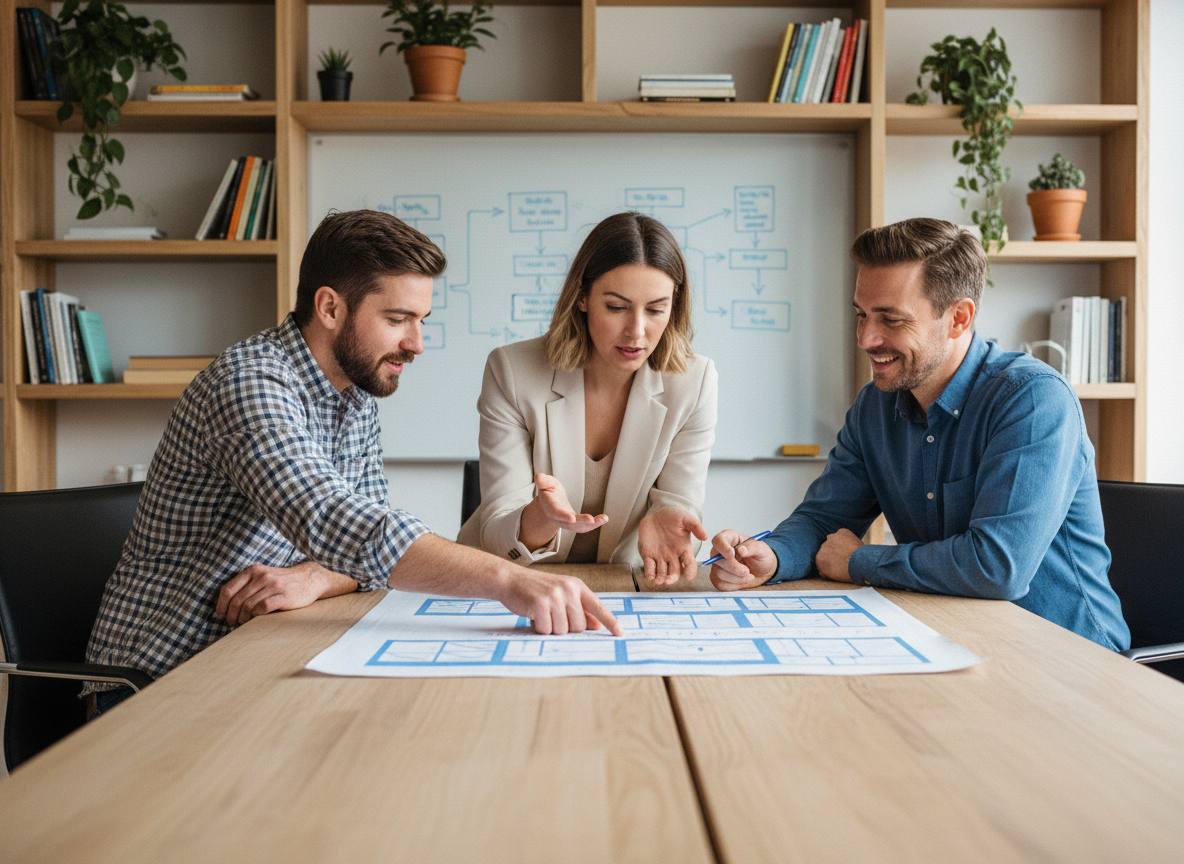 Groupe de collègues discutant d