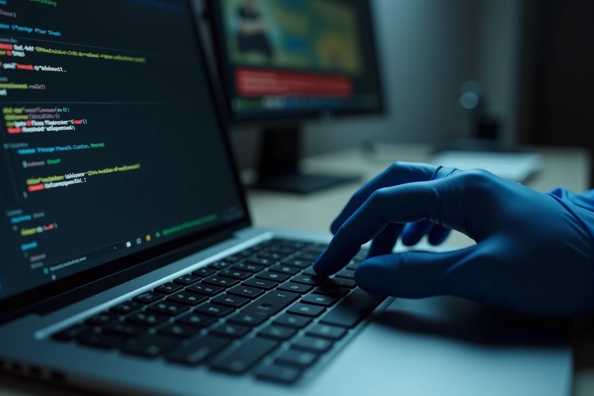 Gros plan sur une barre d'adresse URL masquée dans un navigateur web sur ordinateur portable