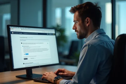 Homme IT professionnel examinant un message d erreur Silverlight