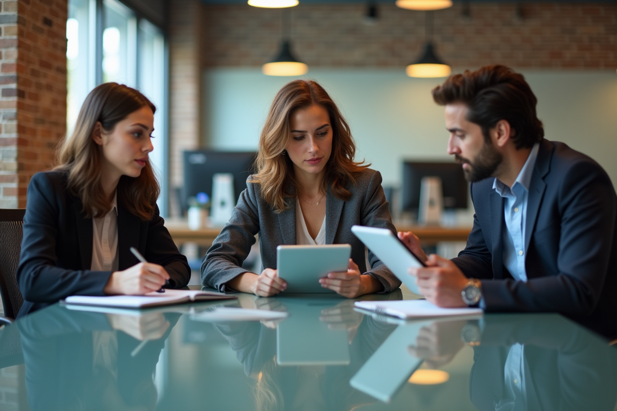 Jeunes professionnels collaborant autour d