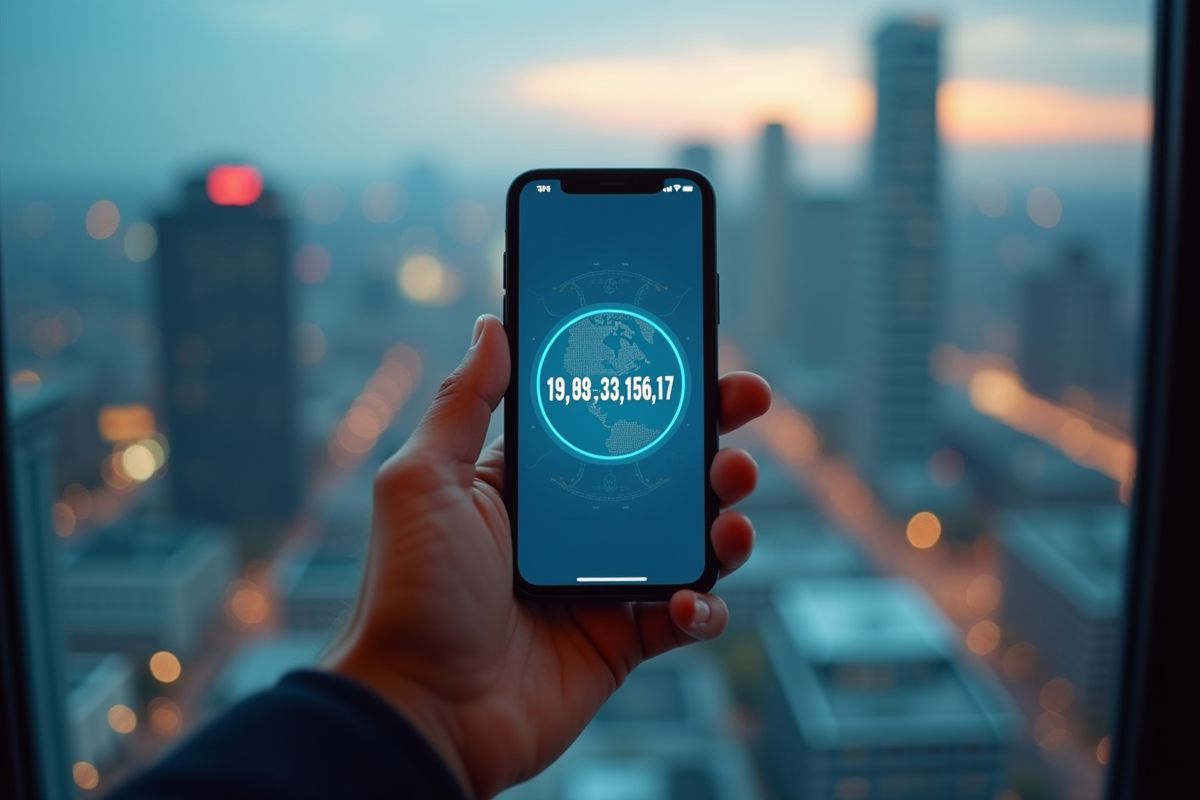Main tenant un smartphone avec diagnostic réseau et IP 18933