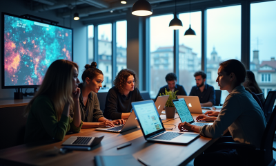 Espace de travail moderne d'une startup à Toulouse avec jeunes professionnels